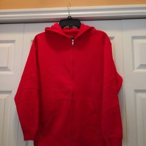 New Red Hoodie Zip Sweatshirt